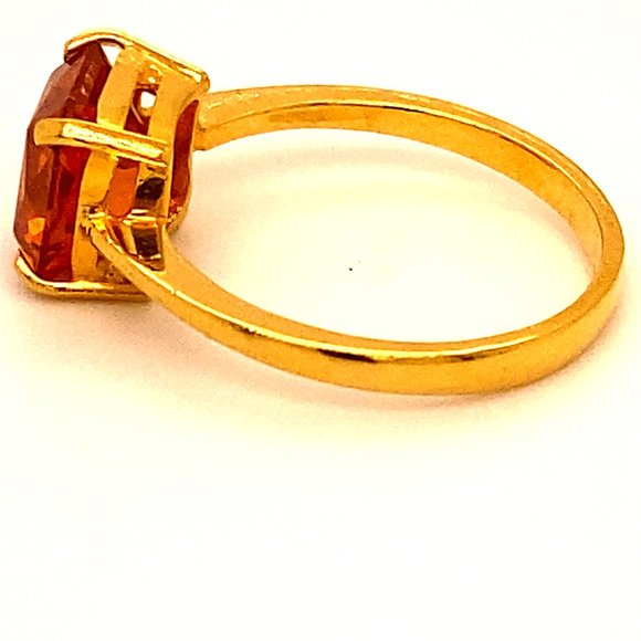 Spessartine 4.02ct Solid 22K Yellow Gold Ring - Picture 6 of 7
